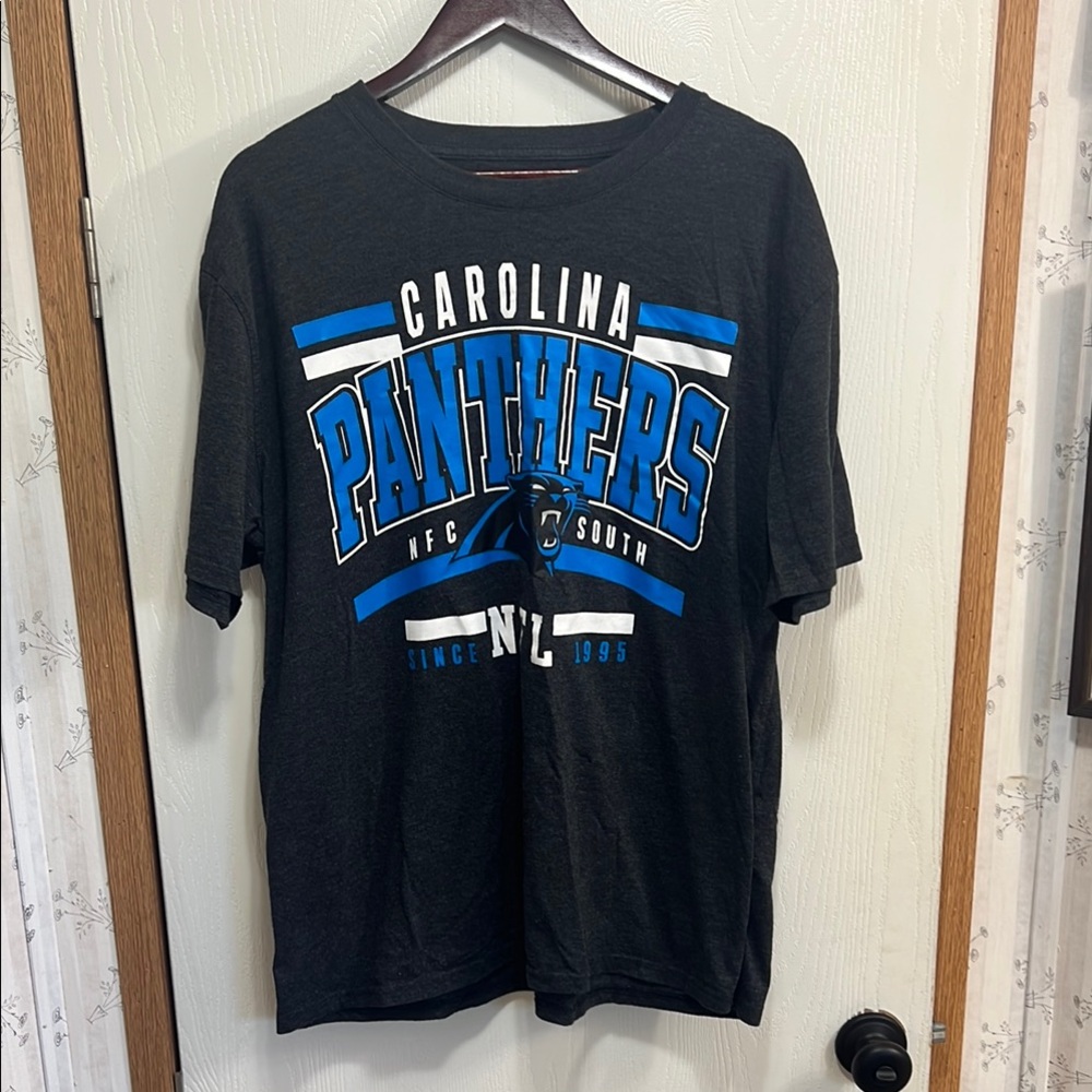 NFL Carolina Panthers Charcoal Tee with Blue and White Accents